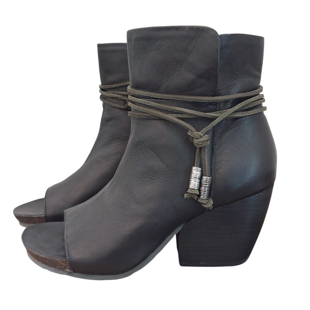OTBT Ankle Booties Vagabond Peep Toe Leather Comfort Chunky Heel Boho Women's 9
